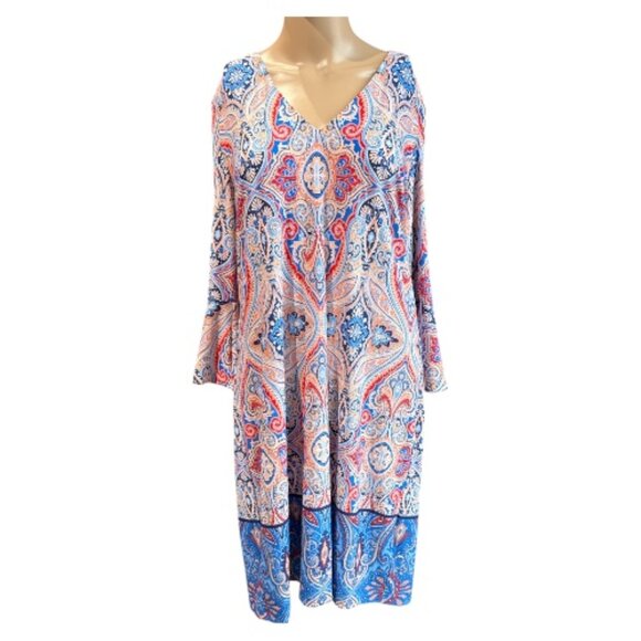 Nicole Miller Dresses & Skirts - Nicole Miller Clementine and Sky Colored, Paisley, Long Sleeve Dress
